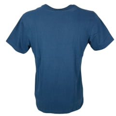 Camiseta Masculina Wrangler Básica Manga Curta Azul Jeans Com Logo Branco e Vermelho  Ref.WM5502AJ