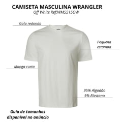 Camiseta Masculina Wrangler Manga Curta Com Elastano Básica Creme Off White Ref:WM5515OW