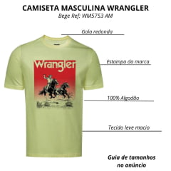 Camiseta Masculina Wrangler Manga Curta TShirt Bege Estampada Cowboy Ref: WM5753 AM