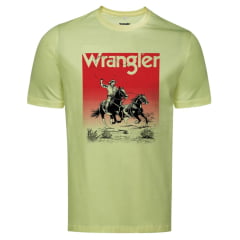 Camiseta Masculina Wrangler Manga Curta TShirt Bege Estampada Cowboy Ref: WM5753 AM