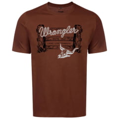 Camiseta Masculina Wrangler Manga Curta Urbano Caramelo Estampada Cabeça De Boi Ref: WM5748PR