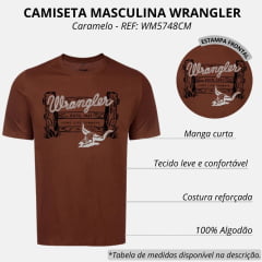 Camiseta Masculina Wrangler Manga Curta Urbano Caramelo Estampada Cabeça De Boi Ref: WM5748PR