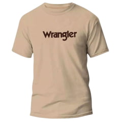Camiseta Masculina Wrangler Básica Bege Com Logo Em Marrom Ref:WM5530BE
