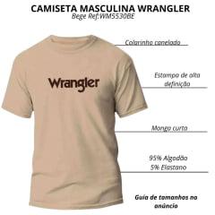 Camiseta Masculina Wrangler Básica Bege Com Logo Em Marrom Ref:WM5530BE