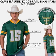 Camiseta Unissex Texas Farm Jersey Brasil Verde Estampada Na Frente E Nas Costas - Ref:CJE001
