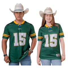 Camiseta Unissex Texas Farm Jersey Brasil Verde Estampada Na Frente E Nas Costas - Ref:CJE001 Camiseta Unissex Texas Farm Jersey Brasil Verde Estampada Na Frente E Nas Costas - Ref:CJE001