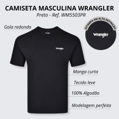 Camiseta Wrangler Masculina Preto Manga Curta Ref.WM5503PR
