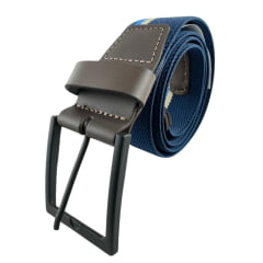 Cinto Masculino Badana Couro Especial Azul Marinho Elástico Ref: X231221602