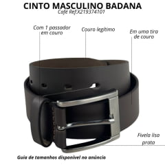 Cinto Masculino Badana Couro Especial Café Smalb Liso Ref:X219374101