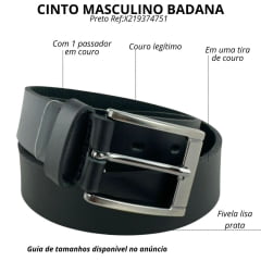 Cinto Masculino Badana Couro Especial Preto Smalb Liso Ref:X219374751