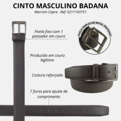 Cinto Masculino Badana Couro Social Café Capre Ref:X211143751