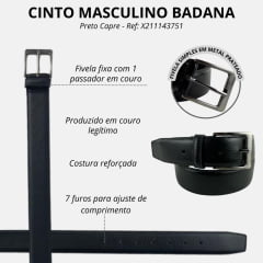 Cinto Masculino Badana Couro Social Preto Capre Ref:X211143751