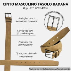 Cinto Masculino Fasolo Badana Social Bege Evere REF: X213146052