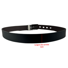 Cinto Masculino Javali Couro Anilina Preto/Marrom Com Fivela Prata Giratória Ref: JC242