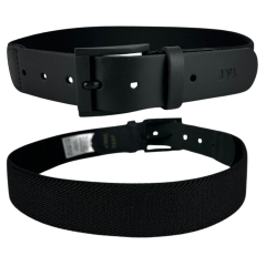 Cinto Masculino Javali Couro e Elástico Preto Com Fivela Preta Ref JC255