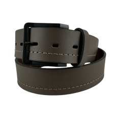 Cinto Masculino Javali Couro Soleta Café Com Fivela Preta Ref JC222