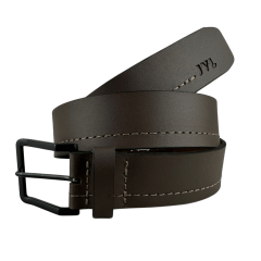 Cinto Masculino Javali Couro Soleta Café Com Fivela Preta Ref JC222