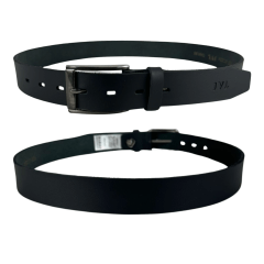 Cinto Masculino Javali Couro Soleta Preto Com Ajuste na Fivela - Ref.JC224