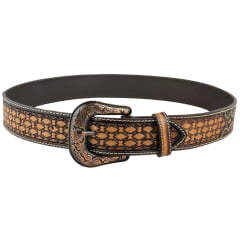 Cinto Masculino Pyramid Country Marrom Couro Entalhado Ref.PY6751