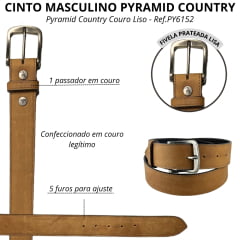Cinto Masculino Pyramid Country Marrom Couro Liso Ref.PY6152