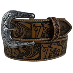 Cinto Masculino Pyramid Country Marrom Couro Natural Entalhado Cassino Destacado REF:PY6768 Cinto Masculino Pyramid Country Marrom Couro Natural Entalhado Cassino Destacado REF:PY6768