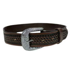 Cinto Masculino Master Western Couro Marrom Entalhado Balaio E Longhorn REF: 16113