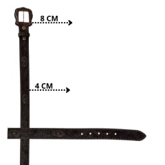 Cinto Masculino Paul Western Couro Marrom Com Tachinha e Medalhas Douradas e Fivela Entalhado Ramo Ref:353