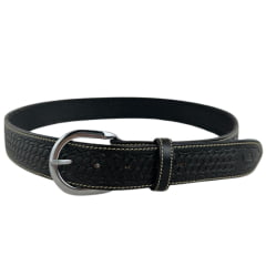 Cinto Masculino Pyramid Country Couro Balaiado Preto Com Costura 3,9cm REF:PY2020