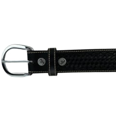 Cinto Masculino Pyramid Country Couro Balaiado Preto Com Costura 3,9cm REF:PY2020