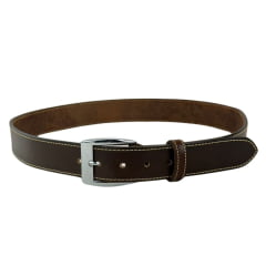 Cinto Masculino Pyramid Country Couro Marrom Liso Esporte Com Costura 3,4 cm Ref:PY1402