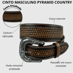 Cinto Masculino Pyramid Country Entalhado Despontado Balaio - Ref. PY-7931