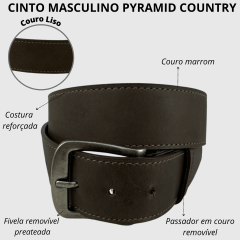 Cinto Masculino Pyramid Country Marrom Crazy Horse Com 1 Costura - Ref.PY-6152