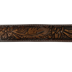 Cinto Masculino Pyramid Country Marrom Entalhado Pena Cactos Degradê - Ref.PY-6764