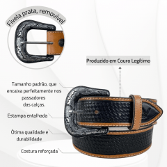 Cinto Masculino Pyramid Country Fundo Preto - Ref.6730