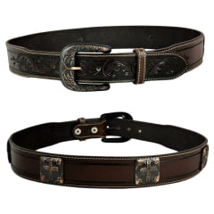 Cinto Masculino Pyramid Country Marrom Bordado Ref: 7864