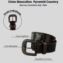Cinto Masculino Pyramid Country Marrom Bordado Ref: 7864