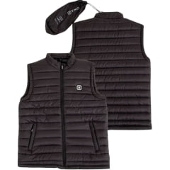 Colete Masculino TXC Puffer Nylon Coli Preto Com Logo Branco Ref:5101