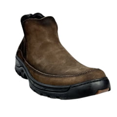 Coturno Masculino Anatômic Gel Couro Chamois Cappucino/Pesponto Café Sola 360 Outdoor Preto Ref.7551