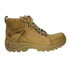 Coturno Masculino Anatômic Gel Couro Nobuck Camel Pesponto Kaki Sola 360 Outdoor Natural Ref.7585