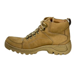 Coturno Masculino Anatômic Gel Couro Nobuck Camel Pesponto Kaki Sola 360 Outdoor Natural Ref.7585