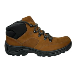 Coturno Masculino Anatômic Gel Couro Nobuck Conhaque/Vacum Preto Sola 360 Outdoor Preto Ref.7566