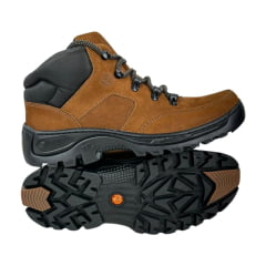 Coturno Masculino Anatômic Gel Couro Nobuck Conhaque/Vacum Preto Sola 360 Outdoor Preto Ref.7566