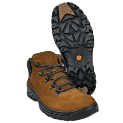 Coturno Masculino Anatômic Gel Couro Nobuck Conhaque/Vacum Preto Sola 360 Outdoor Preto Ref.7566