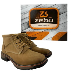 Coturno Masculino Zebu Bico Quadrado Couro Bufalo Castor - Ref:93130 BF 09