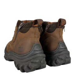 Coturno Masculino Zebu Bico Redondo Couro Mustang Terra/Café Com Zíper Ref:65060 MS05