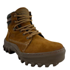 Coturno Masculino Zebu Bico Redondo Couro Nobuck Castor CF/SLA/CF Com 1 Ziper Lateral Ref:65050 NB 09