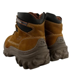 Coturno Masculino Zebu Bico Redondo Couro Nobuck Castor CF/SLA/CF Com 1 Ziper Lateral Ref:65050 NB 09