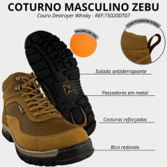 Coturno Masculino Zebu Couro Destroyer Whisky REF:75020DT07