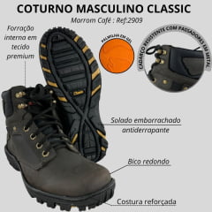 Coturno Masculino Classic Attrack Dublin Marrom Café Solado Preto/Bege - Ref:2909