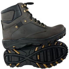 Coturno Masculino Classic Attrack Dublin Marrom Café Solado Preto/Bege - Ref:2909